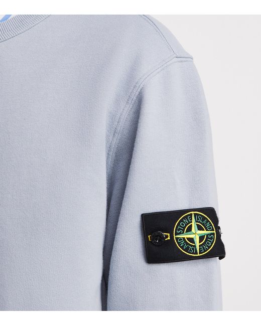 Stone Island Blue Cotton Compass Sweatshirt for men