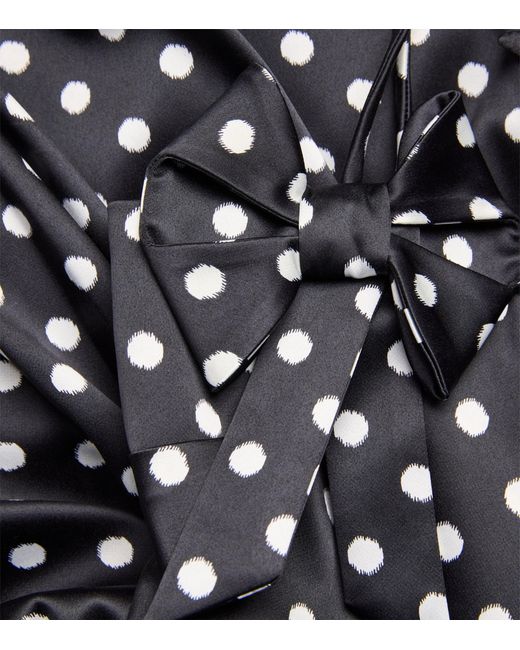 Ganni Black Satin Polka-Dot Mini Dress