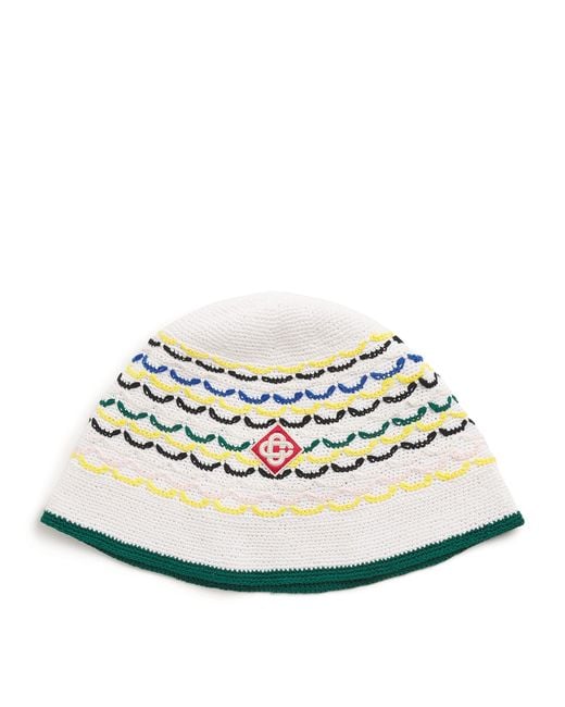 Casablanca White Cotton Tuck Stitch Hat for men