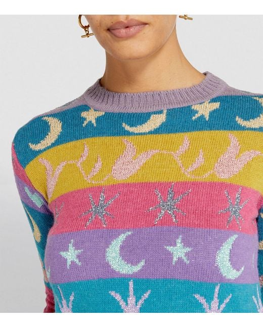 Weekend by Maxmara Blue Alpaca-blend Jacquard-knit Sweater