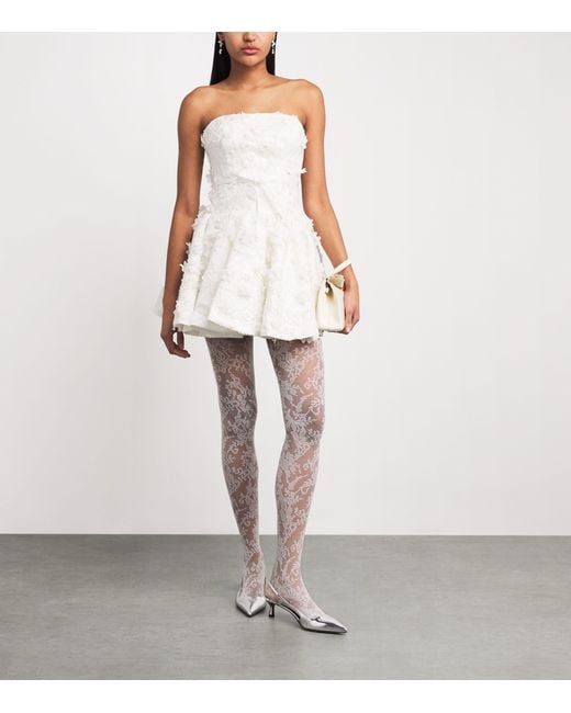 Maje White Embellished Floral Mini Dress