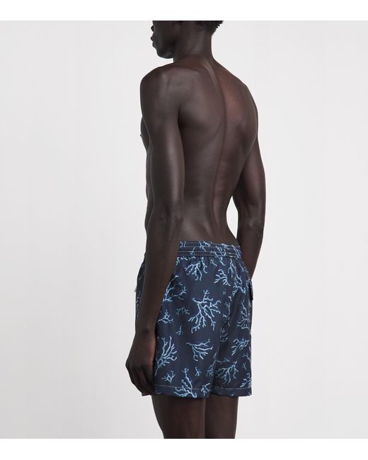 Isaia Blue Coral Print Swim Shorts for men