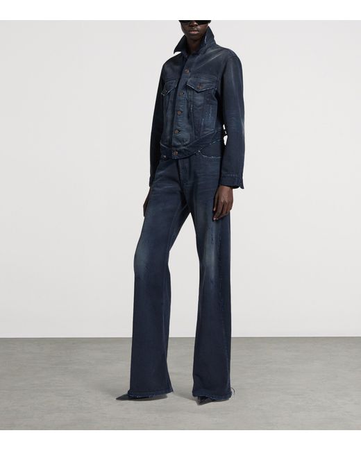 Balenciaga Blue Distressed Denim Jacket