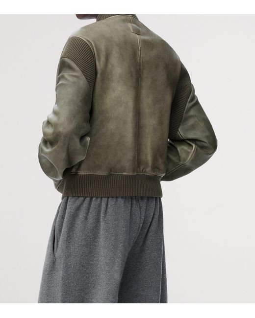 Loewe Green Nappa Leather Bomber Jacket for men