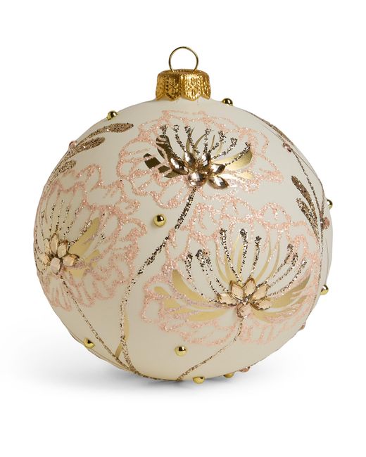 Harrods Metallic Glitter Flower Bauble