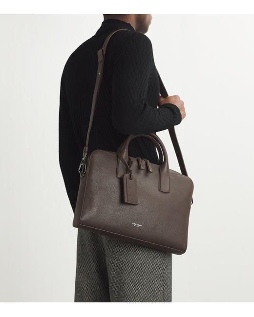Giorgio Armani Brown Leather Briefcase for men