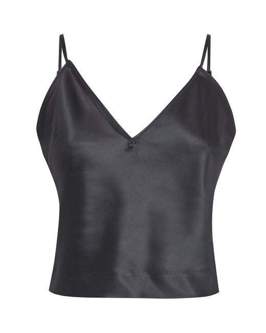 Skims Gray Satin Cropped Cami Top