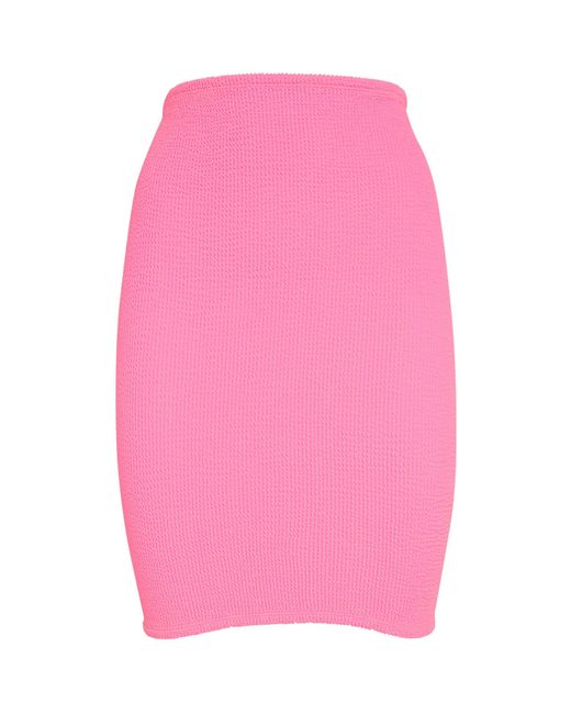 Hunza G Pink Crinkle Mini Skirt