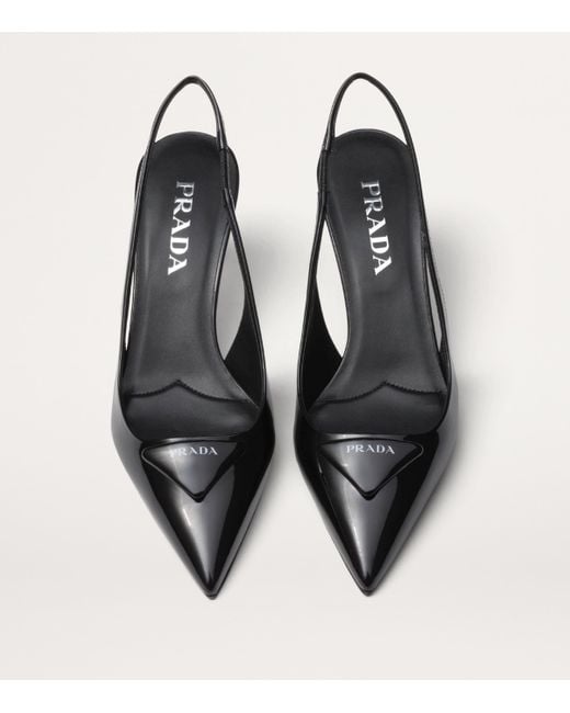 Prada Black Patent Leather Slingback Pumps 55