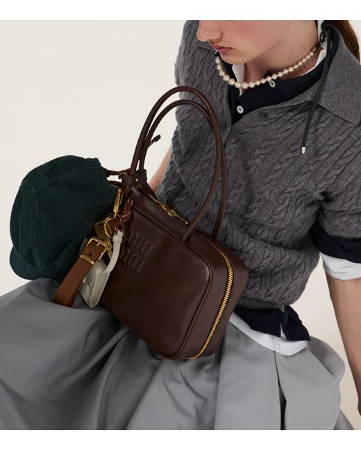 Miu Miu Brown Leather Beau Top-Handle Bag