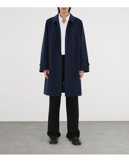 Burberry Blue Long Gabardine Car Coat for men