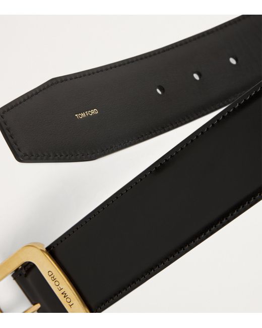 Tom Ford Black Leather Square-Buckle Belt for men