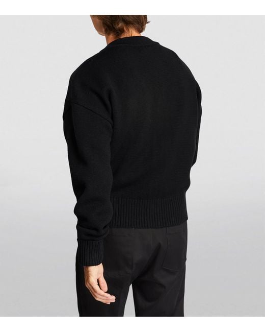 AMI Black Ami De Coeur Cardigan for men
