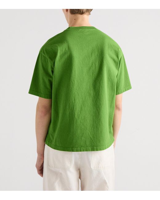 Prada Green Cotton Fabric-Triangle T-Shirt for men