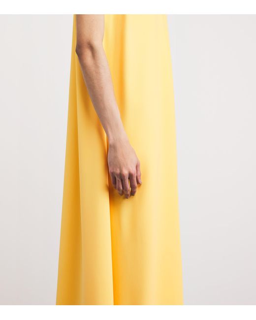 Lafayette 148 New York Yellow Crepe V-Neck Maxi Dress