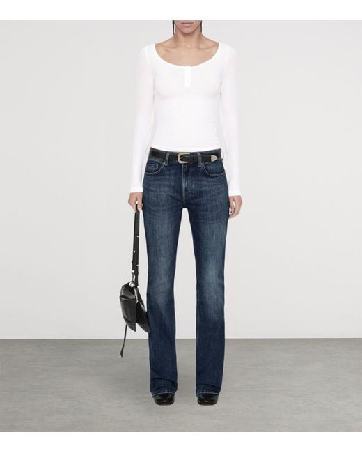 AllSaints White Jules Henley Long-Sleeve T-Shirt