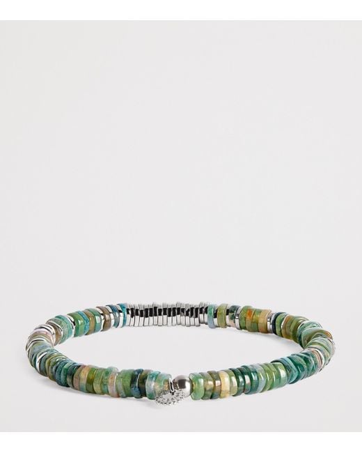 Tateossian Green Sterling And Moss Agate Constellation Bracelet for men