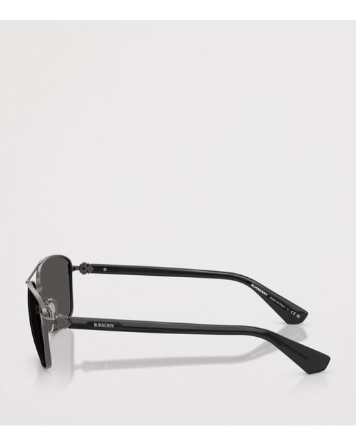 Burberry Gray Metal Pilot Sunglasses for men