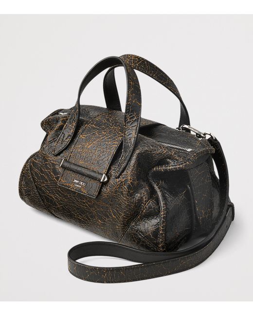 Jimmy Choo Black Barfilo Cracked Leather Bag