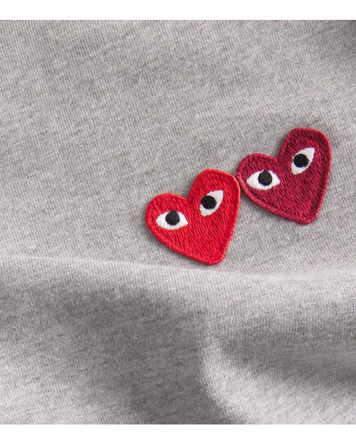 COMME DES GARÇONS PLAY Gray Embroidered Double-Heart T-Shirt for men