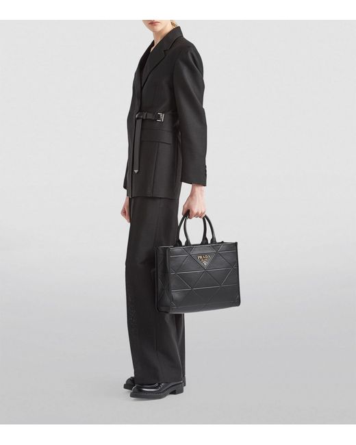 Prada Black Medium Leather Symbole Tote Bag