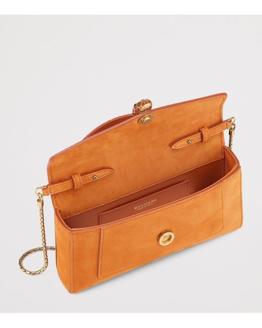BVLGARI Orange Nubuck Serpenti Forever Phone Pouch