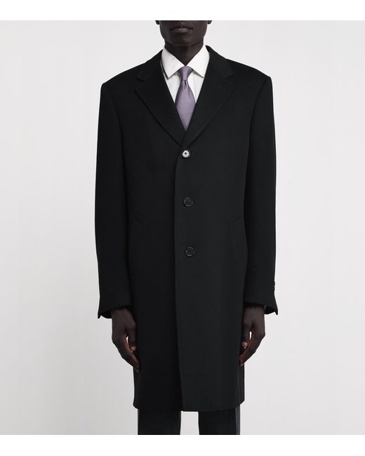 Canali Black Wool-Cashmere Overcoat for men