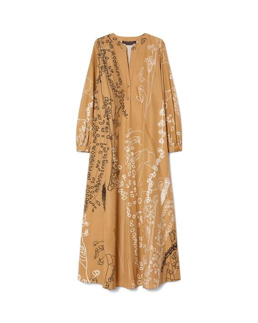 Marina Rinaldi Natural Cotton Printed Maxi Dress
