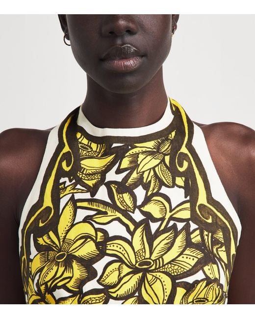 ALÉMAIS Yellow Hemp Printed Mona Mini Dress