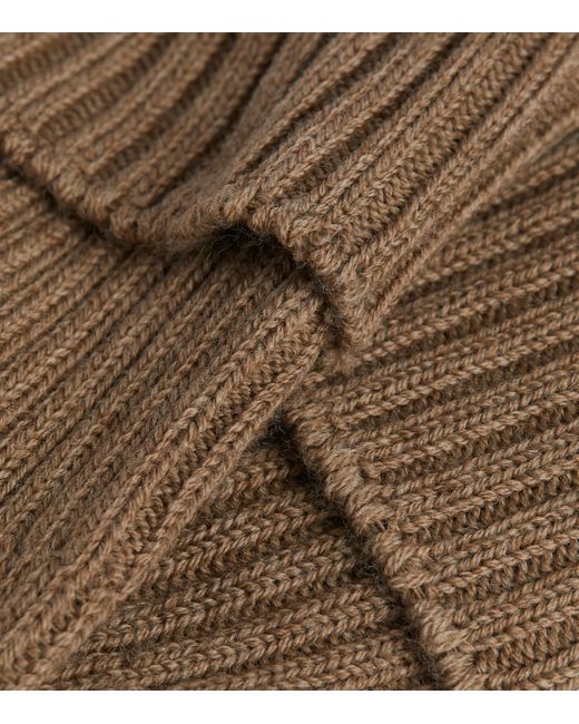 Falke Brown Wool-Blend Ribbed Socks