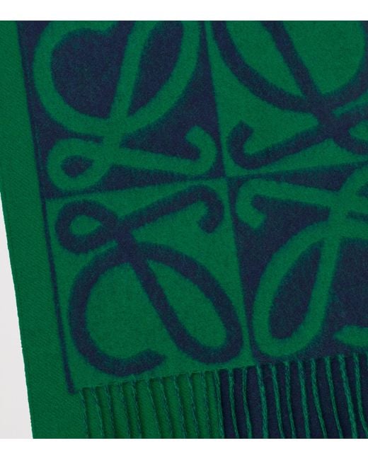 Loewe Green Wool-Cashmere Anagram Scarf