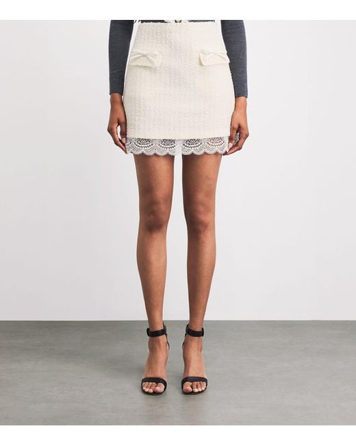 Self-Portrait Natural Bouclé Lace Mini Skirt