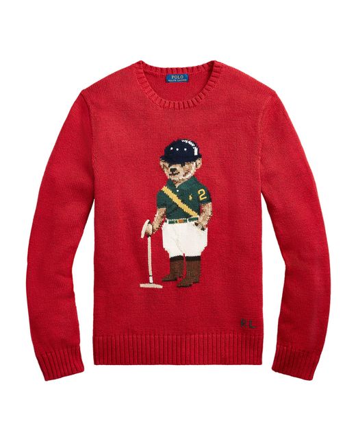 Ralph Lauren Red Polo Bear Knitted Sweater for men