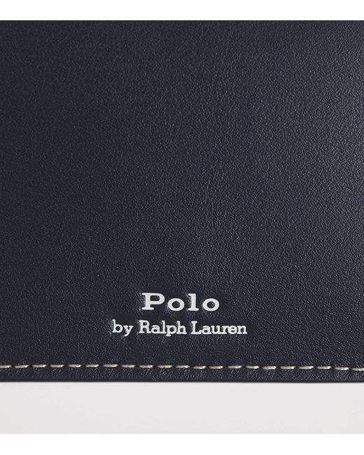 Polo Ralph Lauren Blue Leather Polo Bear Folded Card Holder