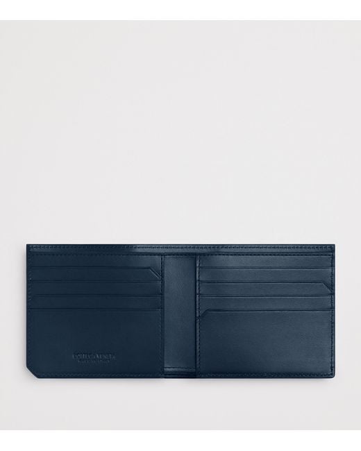 Bottega Veneta Blue Leather Intrecciato Avenue Bifold Wallet for men
