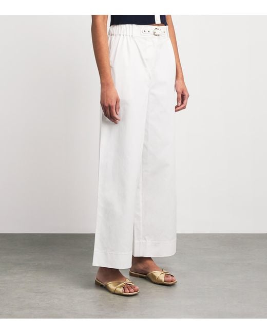 Maje White Cotton Belted Trousers