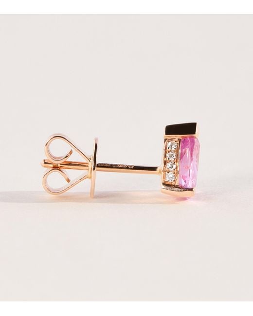 SHAY Pink Rose, Diamond And Sapphire Teardrop Halo Stud Earrings