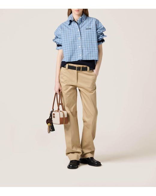 Miu Miu Blue Checked Poplin Shirt