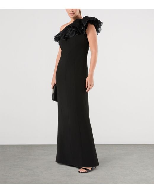 Marina Rinaldi Black X Tony Ward Ruffle-Neck Maxi Dress