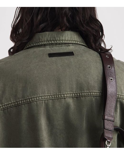 7 For All Mankind Green Aviator Denim Jacket for men
