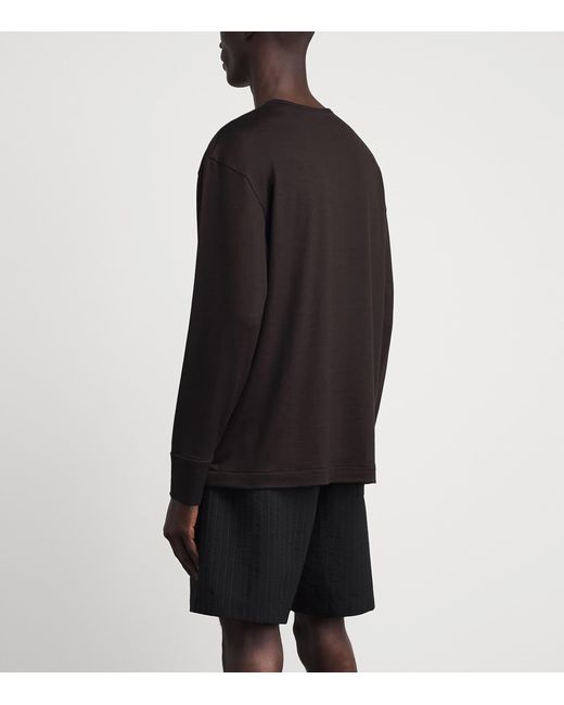 Studio Nicholson Black Wool Henley T-Shirt for men