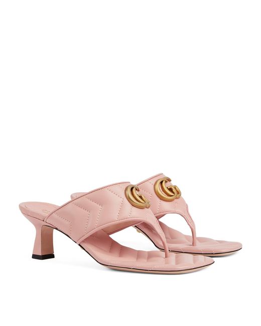 Gucci Pink Leather Double G Mules 55