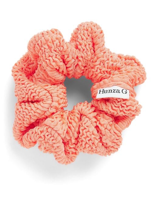 Hunza G Red Crinkle Scrunchie