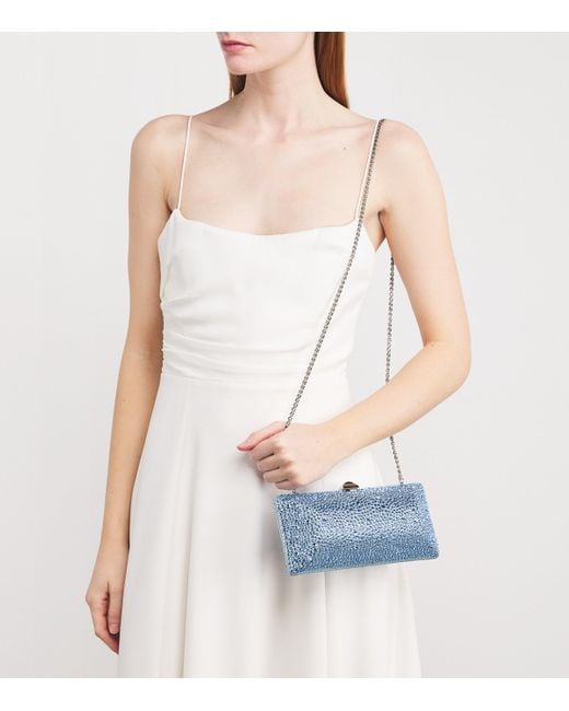 Rodo Blue Silk Crystal Clutch Bag
