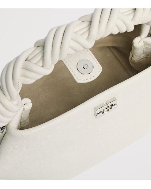 Ganni White Mini Ostrich-Effect Bou Shoulder Bag