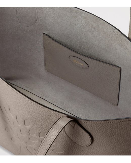 Mulberry Gray Leather Tree Tote Bag