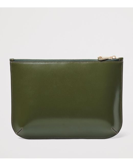 Aspinal Green Large Leather Ella Pouch