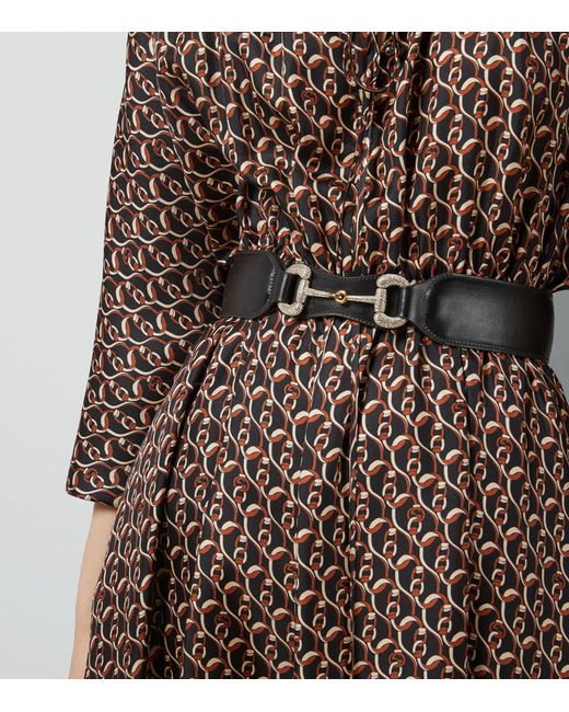 Gucci Brown Interlocking G Chain Print Long Silk Dress