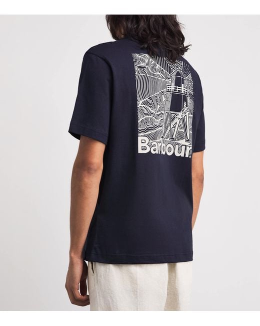 Barbour Blue Cotton Logo T-Shirt for men