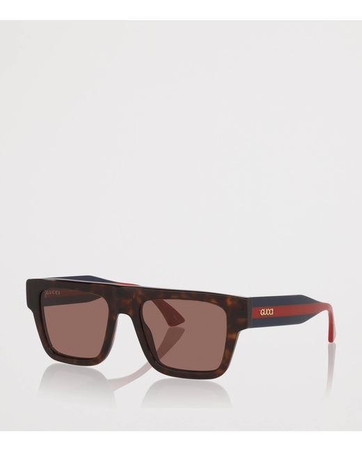 Gucci Brown Acetate Rectangle Sunglasses for men